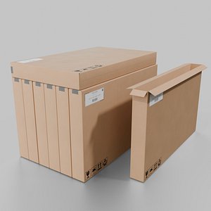 Cardboard Long Deep Box - Rigged and Fully Customizable