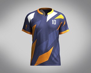 Mens Soccer Dark Blue and Yellow Jersey Player-10 | 3D model