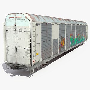 Generic Old Auto Rack Freight Car White model