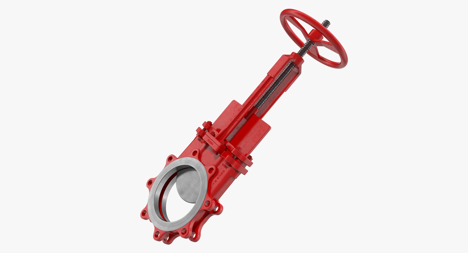 Bidirectional Knife Gate Valve Red 3D model preview