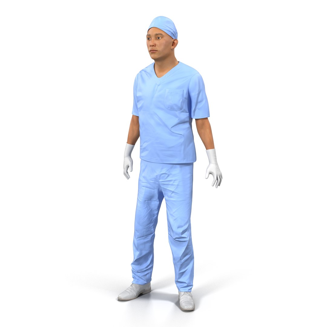 Male Surgeon Asian Rigged 2 3D model preview
