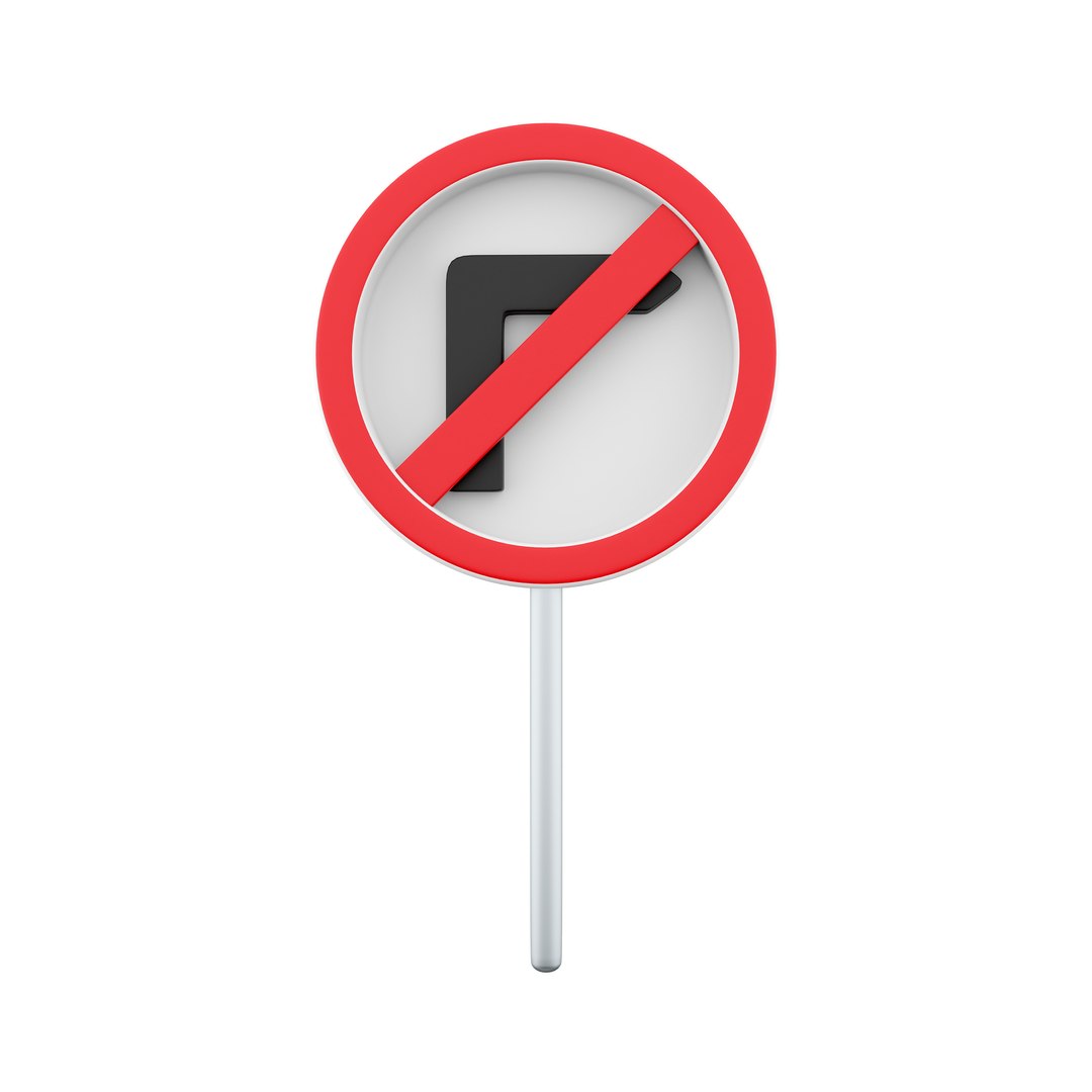 3D Do Not Turn Left Traffic Sign TurboSquid 2044257