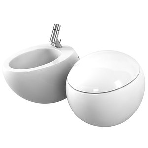 Laufen-IL BAGNO ALESSI ONEi Wallhung bidet 830971 modern soft oval shape form modern Wallhung WC rimless washdown 820971