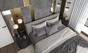 3D Modern Bedroom Scene 02