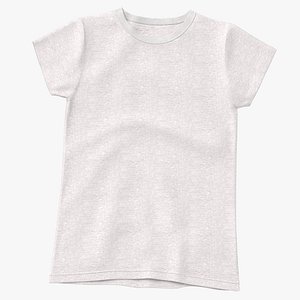 T Shirt Female Crew Neck Flat Front and Back Blank White and Banded Heather 3D model