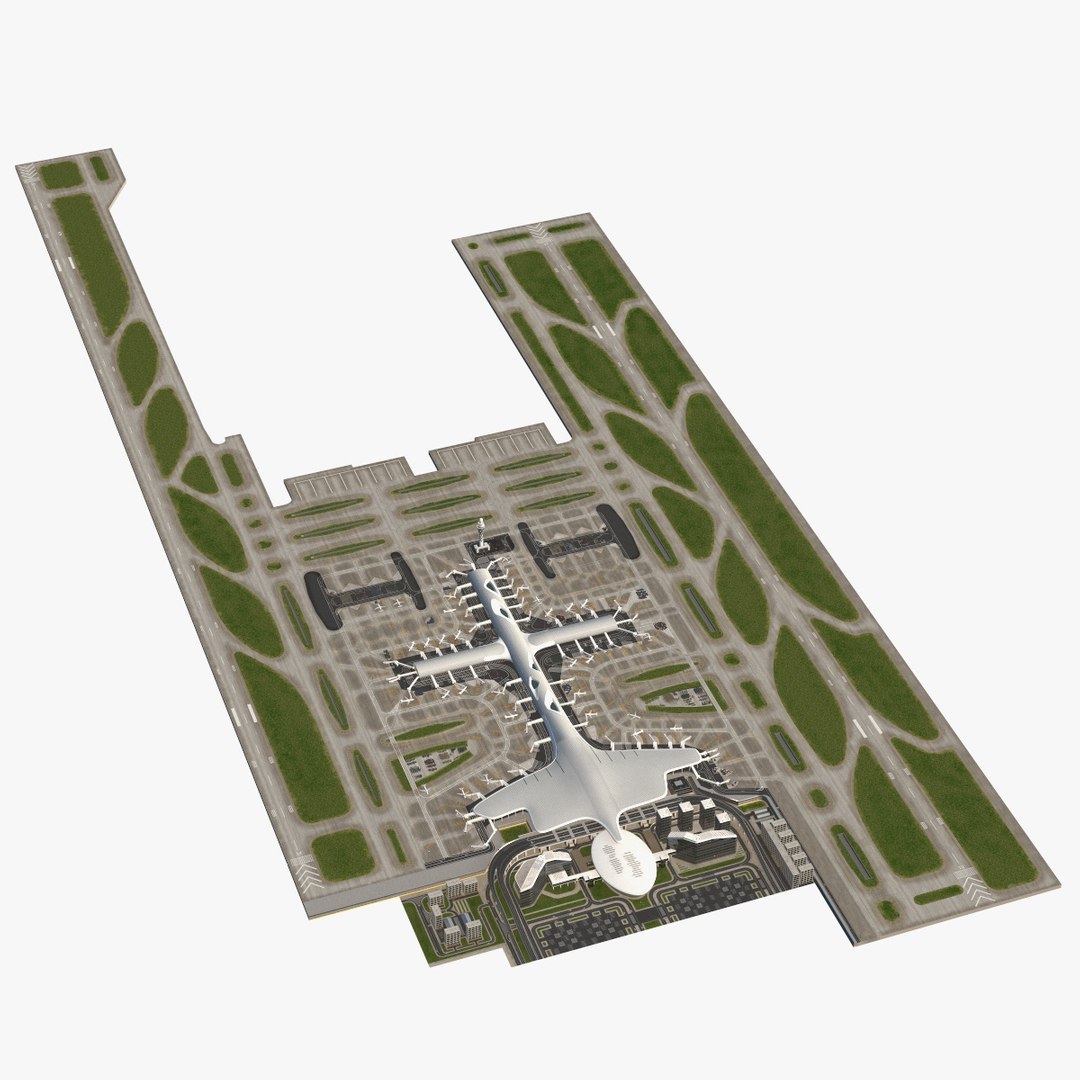 Airport Infrastructure with Aircrafts 3D model preview
