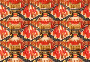 3D Column bag advertisement city e-commerce tmall Double 11 poster happy New Year Red gold poster stree