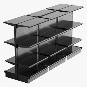 Double sided 72 Solid Shelf Fence and Hooks(1) 3D model