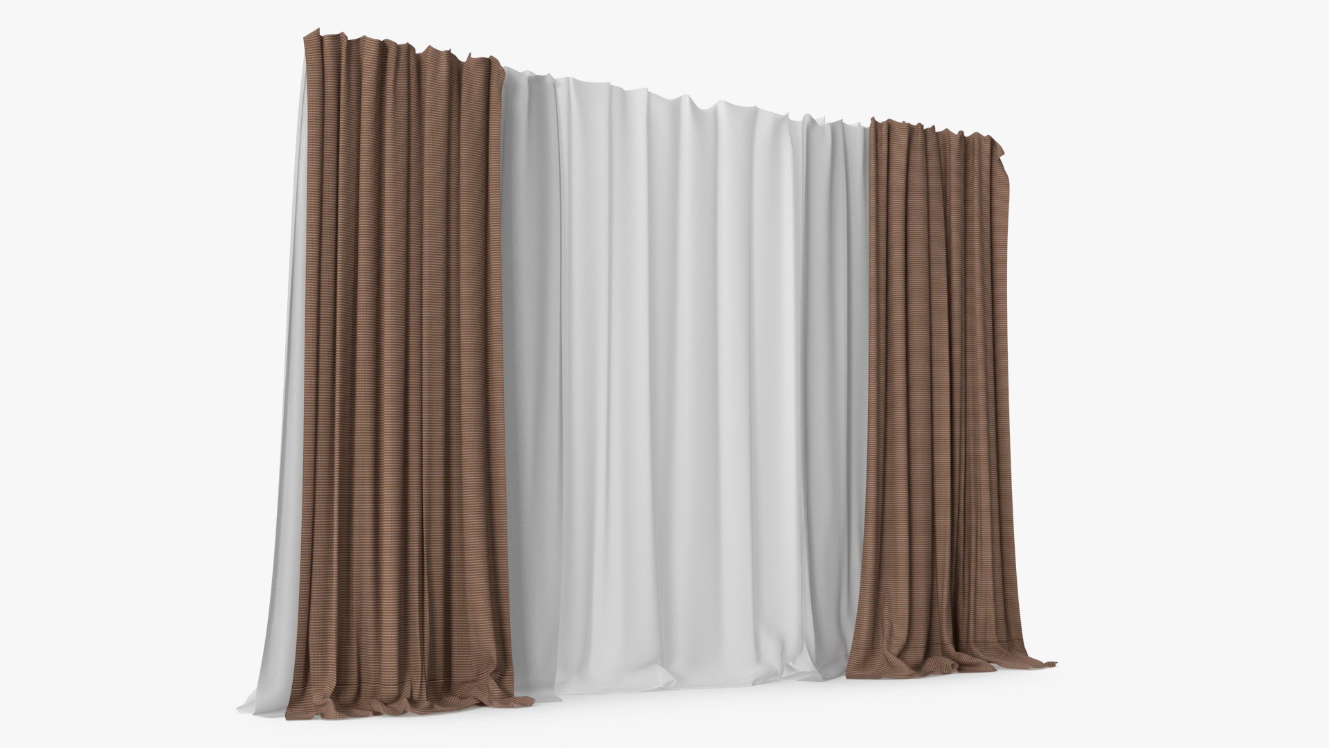 Window Curtain Set Cappuccino 3D model preview