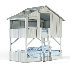 kids treehouse bunk bed 3D model
