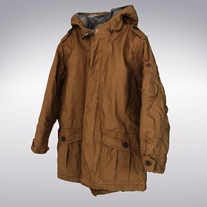 Weatherproof Coat With Hood Orange - 3D Scanned