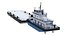 3D Pushboat with Barges Set model