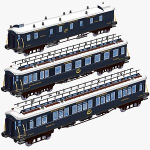 simplon orient express historic passenger - dining and baggage rail wagon 3D model