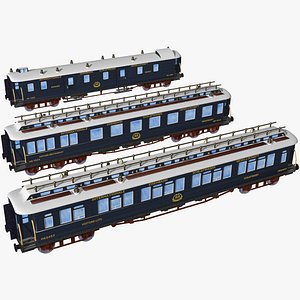 simplon orient express historic passenger - dining and baggage rail wagon 3D model