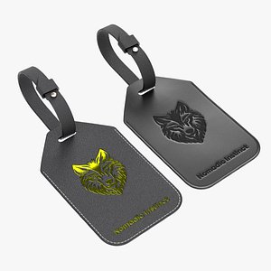 3D Leather luggage tag model
