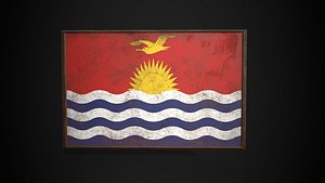3D model Old Picture Frame With Kiribati Flag - Game Ready PBR Low-poly 3D Model