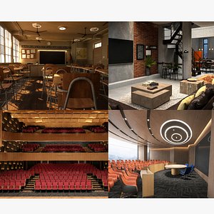 4-Interior Architecture Bundle: Classroom, Auditorium, Loft & Theater