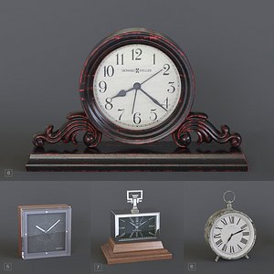 4 table clocks 3D