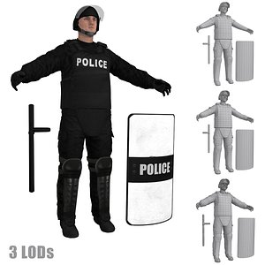 3d riot police officer s model