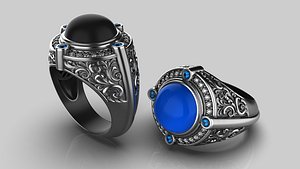 Oxidized men ring with flower pattern