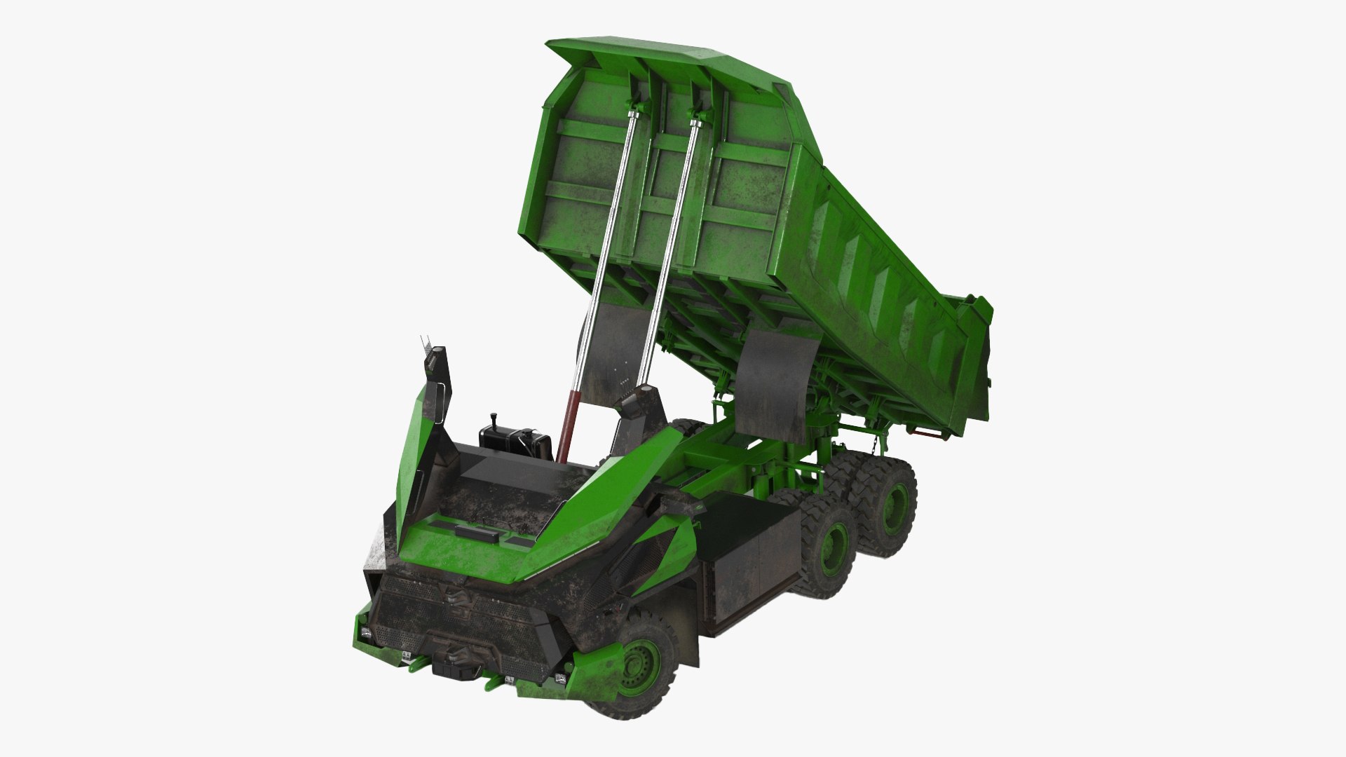 Electric Autonomous Dump Truck Dirty Rigged for Cinema 4D 3D model preview