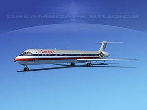 3d model of mcdonnell douglas md-80 airliners