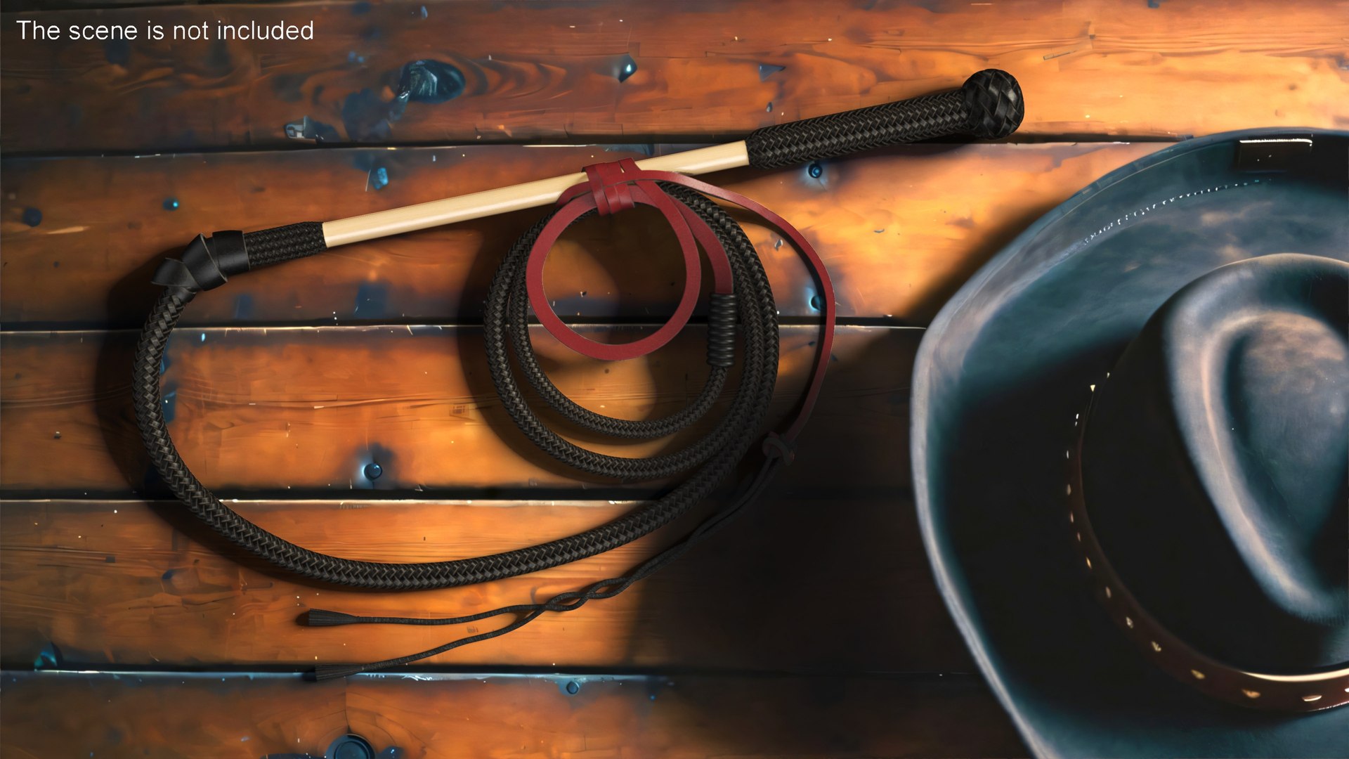 Leather Bullwhip Coiled Black Rigged for Maya 3D model preview