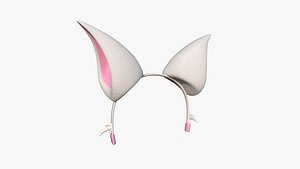 3D Furry Ears Tiara F06 White - Headband Character Design