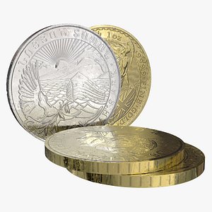 3D Coleccion Monedas Oro y Plata Silver and Gold Coins Collection model