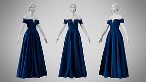 Dress 08 Indigo Velvet With Design model