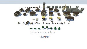 Voxel Inspired Medieval Town Pack