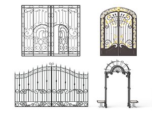 Ornate Wrought Iron Gates Arch 3D model