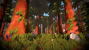 Hand Painted Pine Forest - Game Ready Low Poly - Colourly