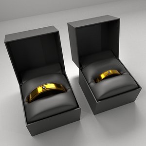 3D couple gold ring diamond