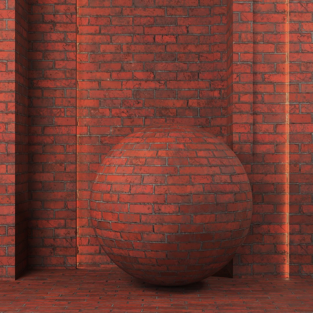Vintage Red Brick Wall - 4K PBR Seamless 5 Patterns 3D Model ...