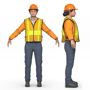 Rigged Female Construction Worker 3D Model model