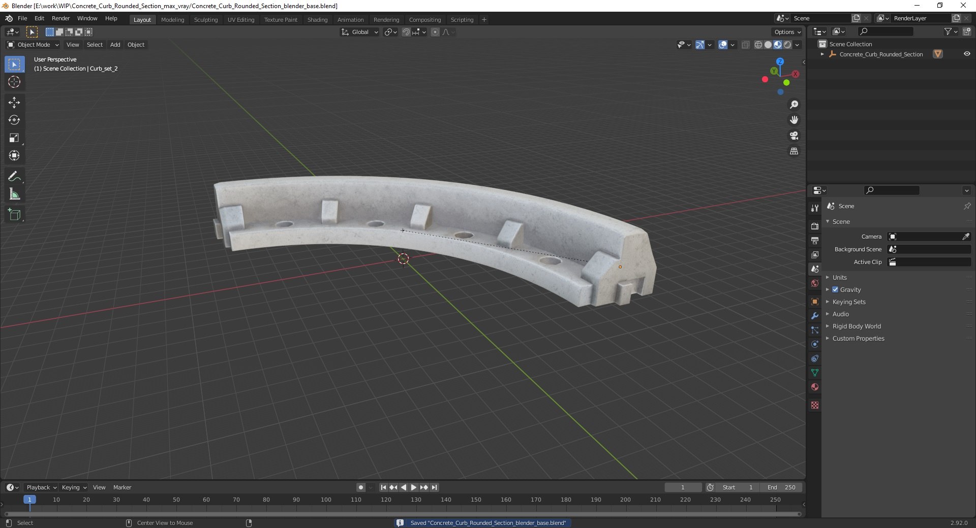 Concrete Curb Rounded Section 3D Model - TurboSquid 2016278