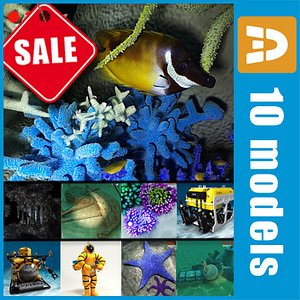 3ds max sea underwater fishes