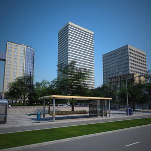 realistic hd city block 3d model