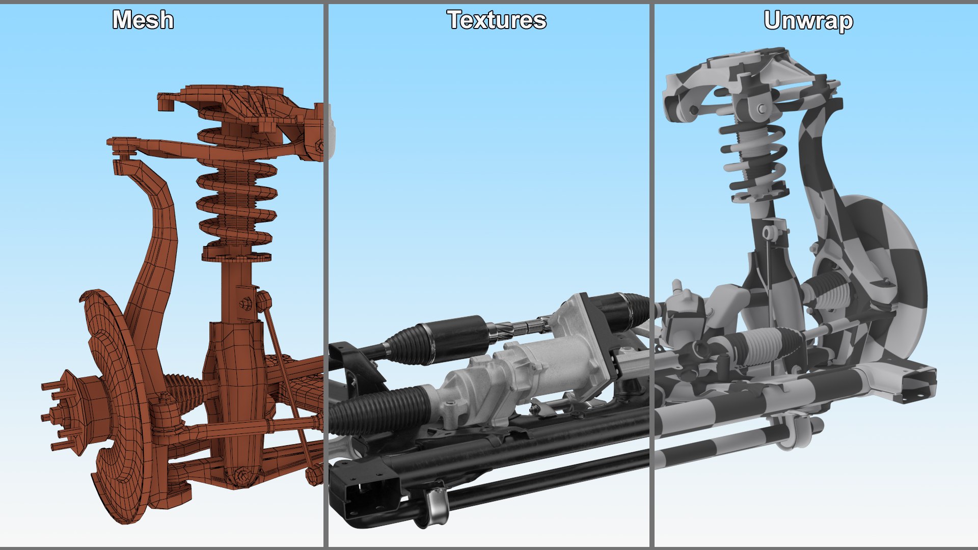 MacPherson Front Suspension Assembly With Rack-and-Pinion Steering 3D ...