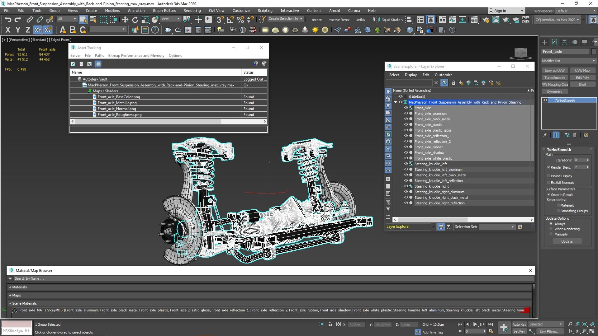 MacPherson Front Suspension Assembly With Rack-and-Pinion Steering 3D ...