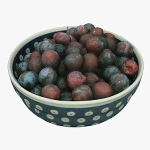 3D Bowl with fruits 01 model