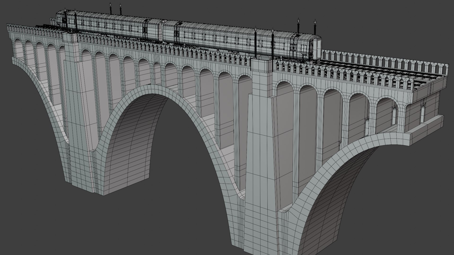 Viaduct With Passenger Train II 3D Model - TurboSquid 2377189