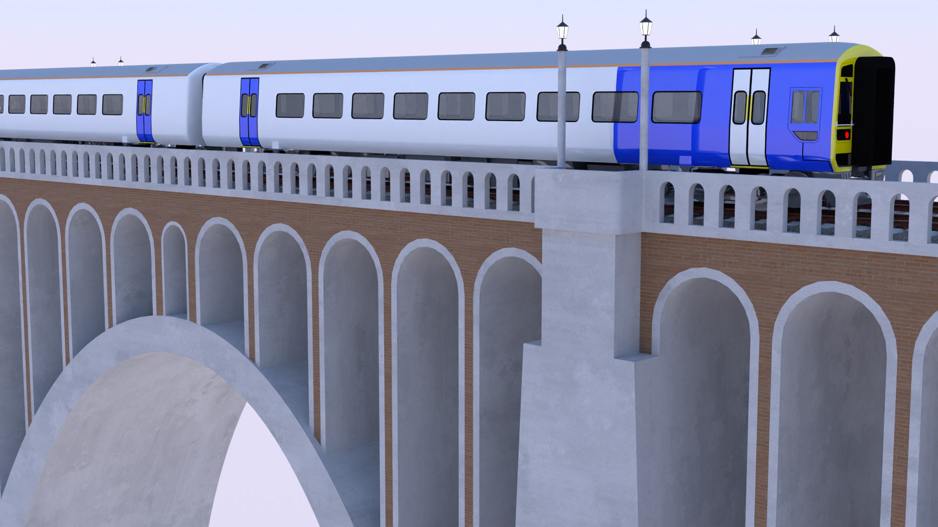 Viaduct With Passenger Train II 3D Model - TurboSquid 2377189