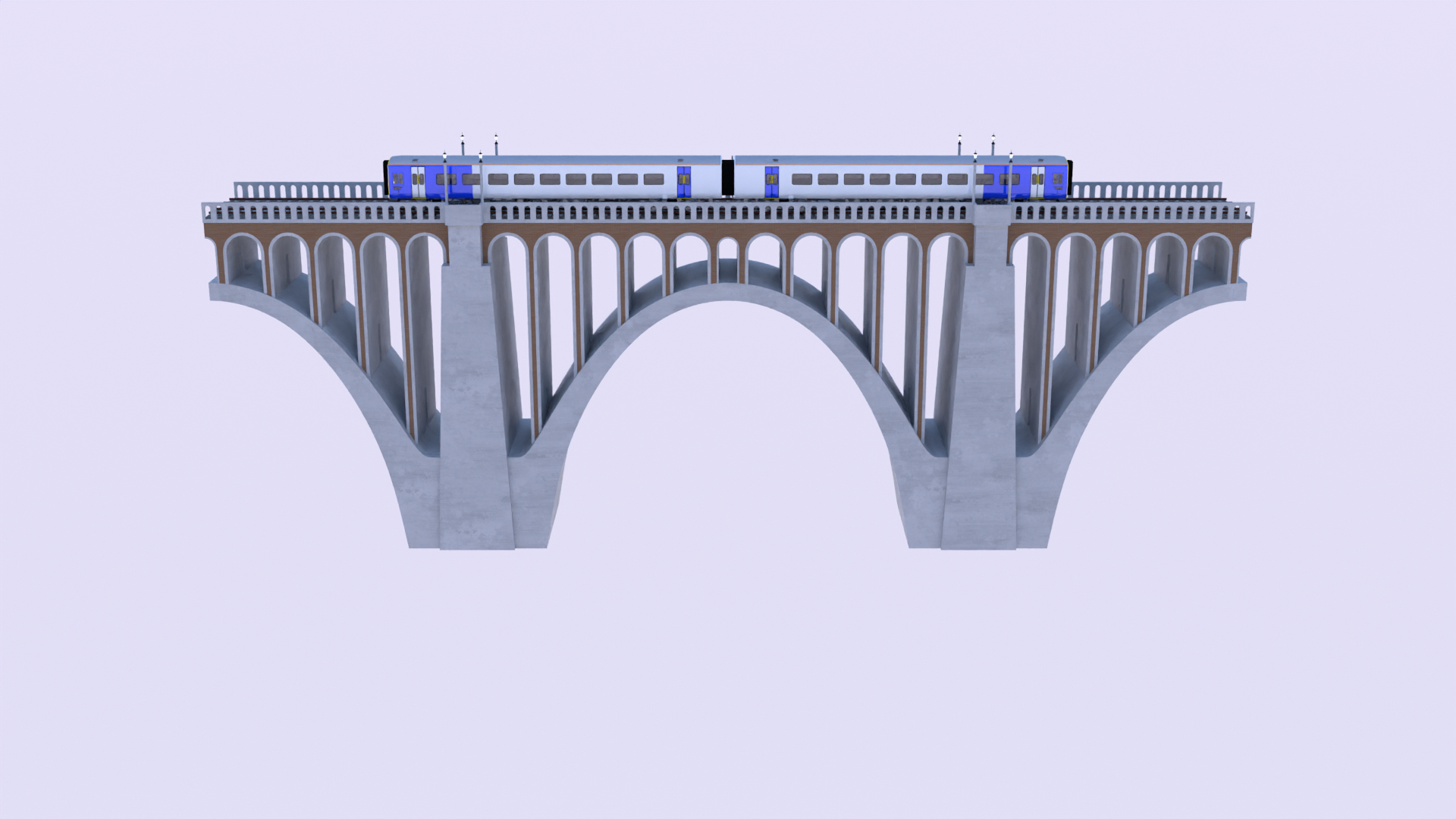 Viaduct With Passenger Train II 3D Model - TurboSquid 2377189