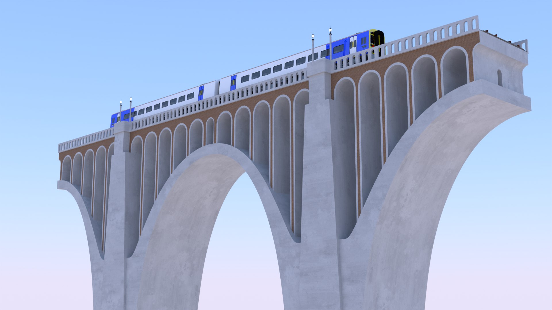 Viaduct With Passenger Train II 3D Model - TurboSquid 2377189