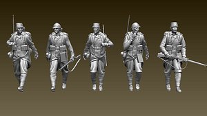 3D model French soldiers ww1