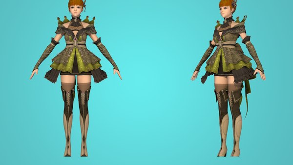 3D model girl warrior gold