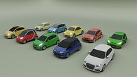 collection of 10 low poly mini cars