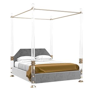 3D bed lucite solid brass model